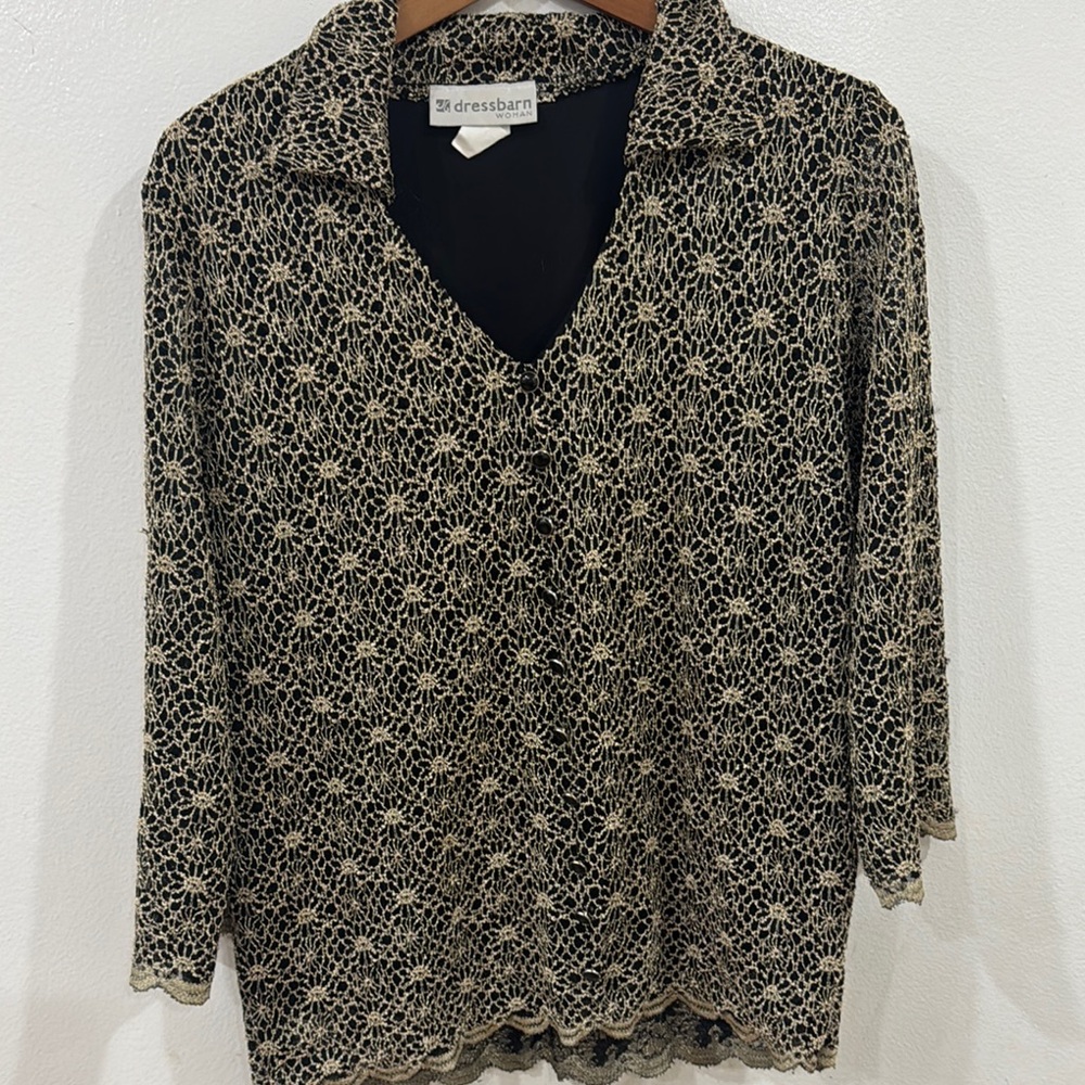 Dressbarn Black and Cream Women's Top
